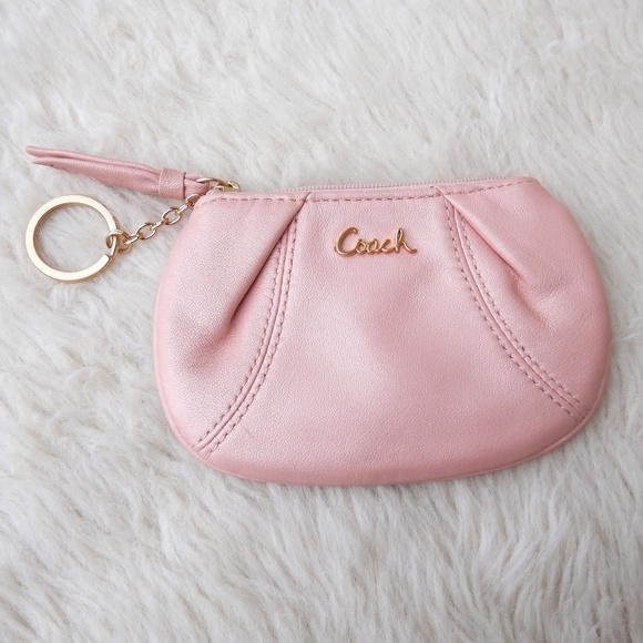 Coach Handbags - Coach Light Pink Leather and Gold Coin Purse